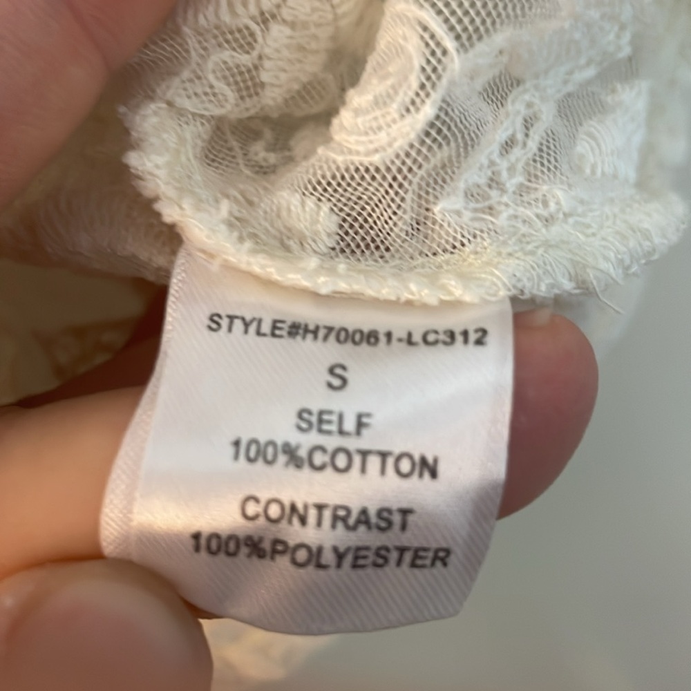 3 for‎ 25! Anthropologie Potter’s Pot Cream Lace Blouse with beading, size Small - Picture 3 of 7